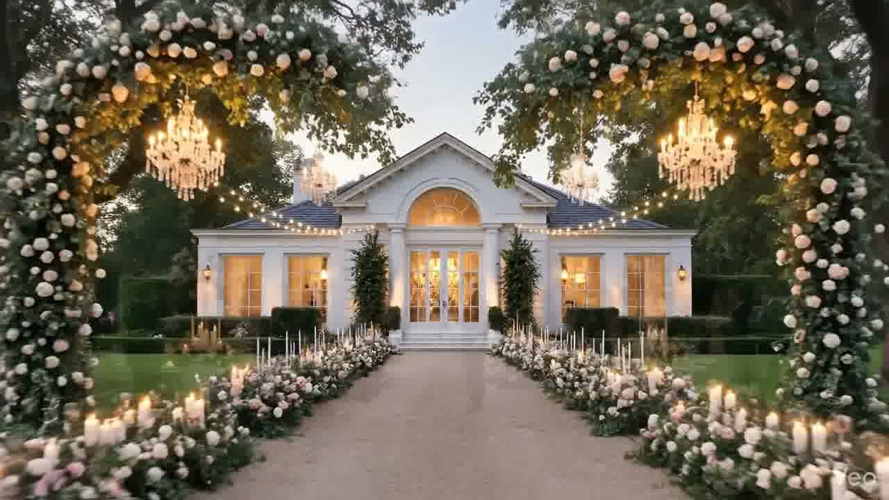 Guests arriving along the estate avenue